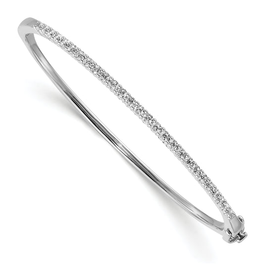 14K White Gold Aa Diamond Hinged Bangle