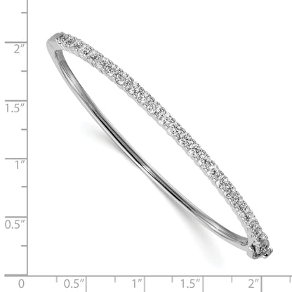 14K White Gold Aaa Diamond Hinged Bangle