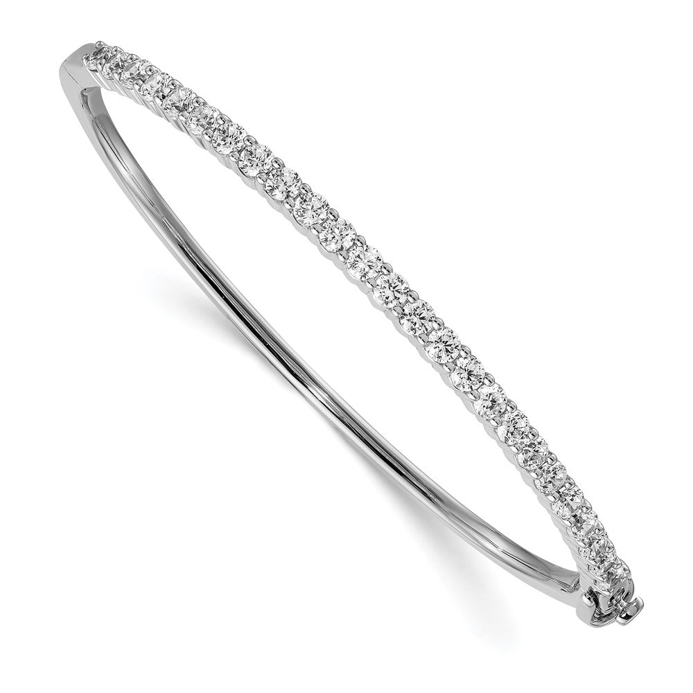 14K White Gold Aaa Diamond Hinged Bangle