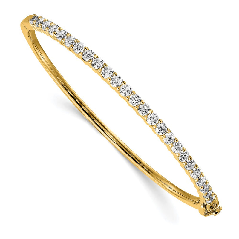 14K Yellow Gold Aa Diamond Hinged Bangle