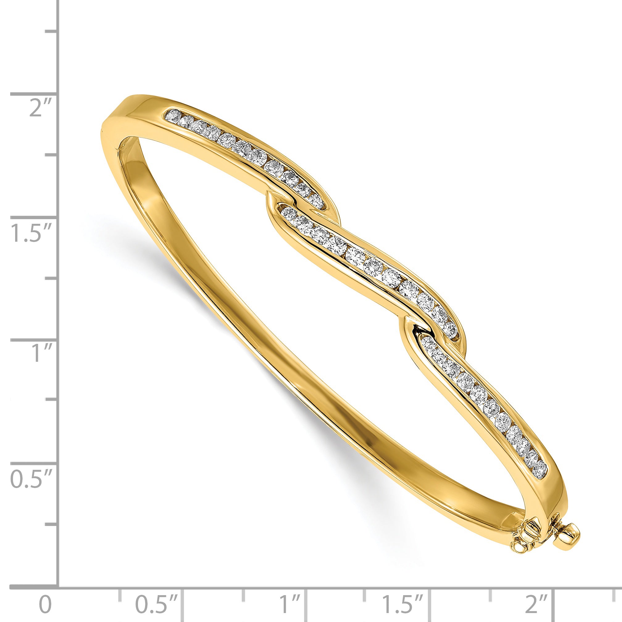 14K Yellow Gold Complete 1 Carat A Diamond Hinged Oval Bangle Bracelet