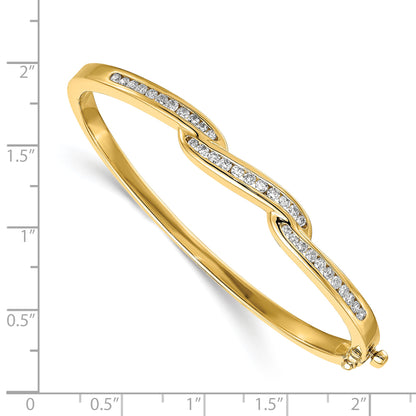 14K Yellow Gold Complete 1 Carat Aaa Diamond Hinged Oval Bangle Bracelet