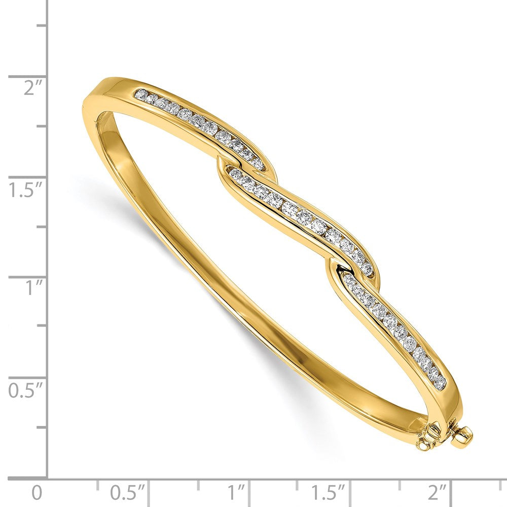 14K Yellow Gold Complete 1 Carat Aaa Diamond Hinged Oval Bangle Bracelet