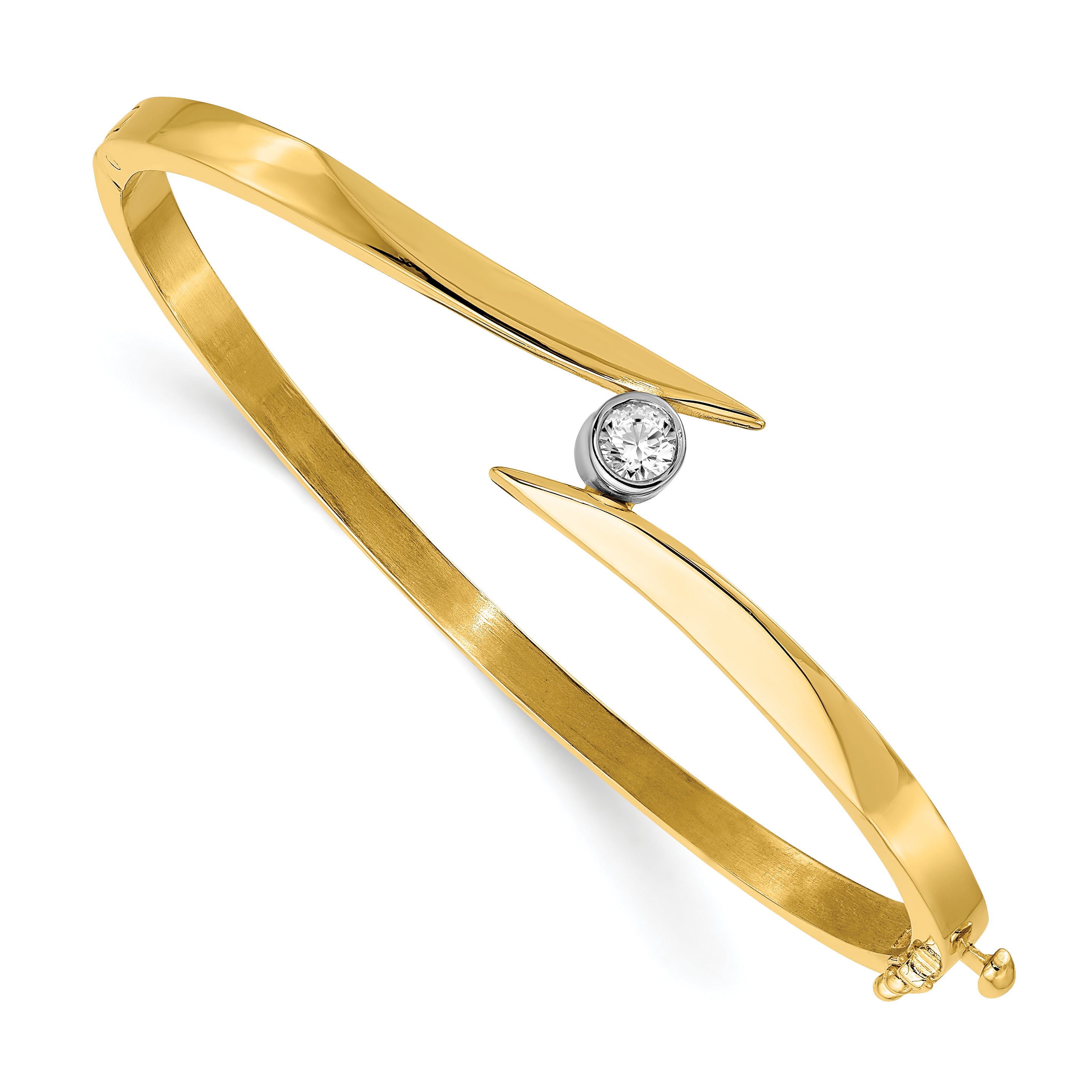 14k Two-Tone 1/4 Ct. Lab Grown Diamond VS/SI+ G+ Bangle Bracelet
