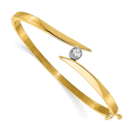 14k Two-Tone 1/4 Ct. Lab Grown Diamond VS/SI+ G+ Bangle Bracelet