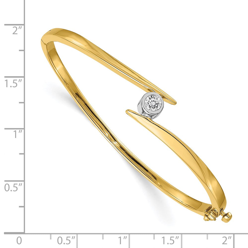 14K Two Tone Complete 1/3 Carat Vs Diamond Hinged Oval Bangle Bracelet