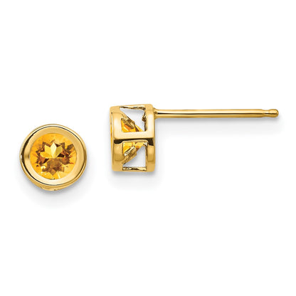 14K Yellow Gold Citrine Earrings November