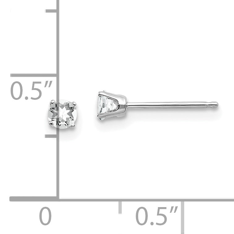 14K White Gold 3mm Topaz Stud Earrings