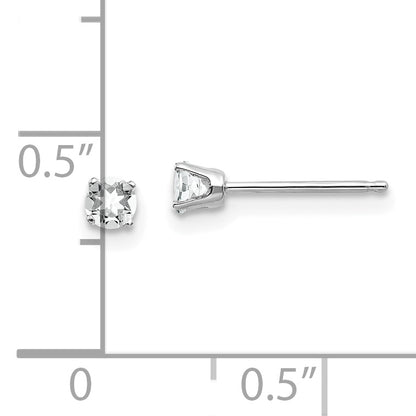 14K White Gold 3mm Topaz Stud Earrings