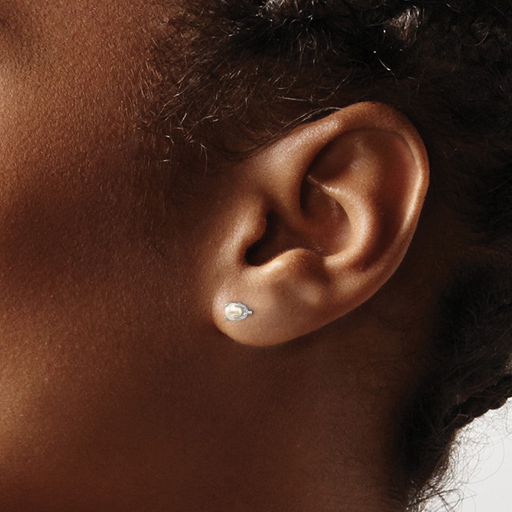 14K White Gold 3.5mm Fw Cultured Pearl Stud Earrings