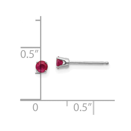14K White Gold 3mm Ruby Stud Earrings