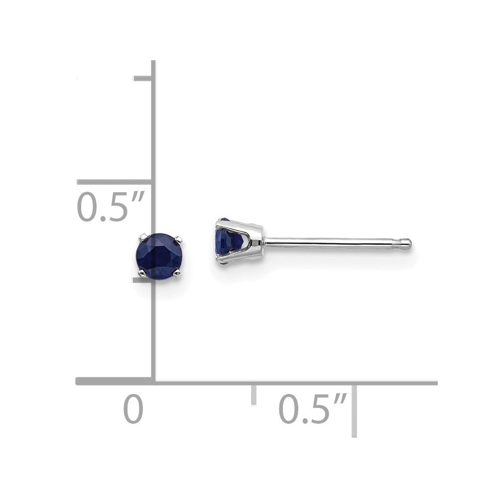 14K White Gold 3mm Sapphire Stud Earrings