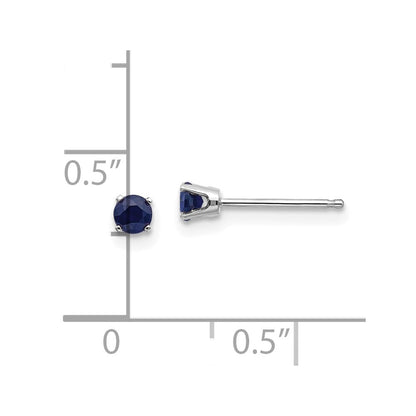14K White Gold 3mm Sapphire Stud Earrings