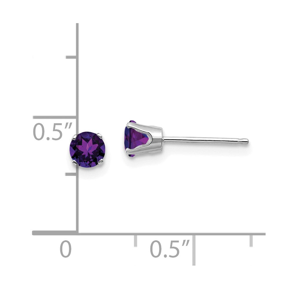 14K White Gold 4mm Amethyst Stud Earrings