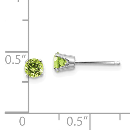 14K White Gold 4mm Peridot Stud Earrings
