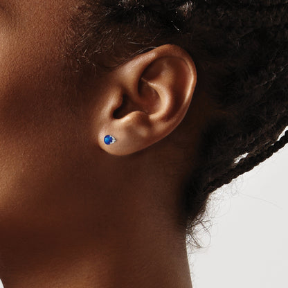 14K White Gold 4mm Sapphire Stud Earrings