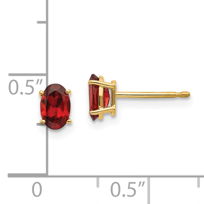 14K Yellow Gold Garnet Earrings January