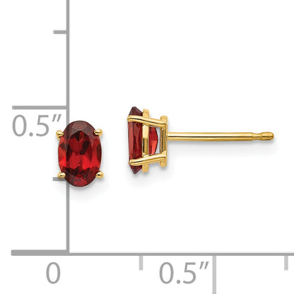 14K Yellow Gold Garnet Earrings January