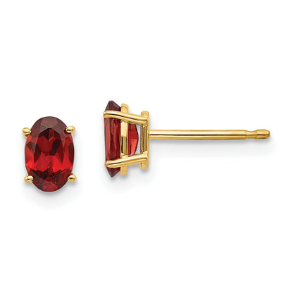 14K Yellow Gold Garnet Earrings January