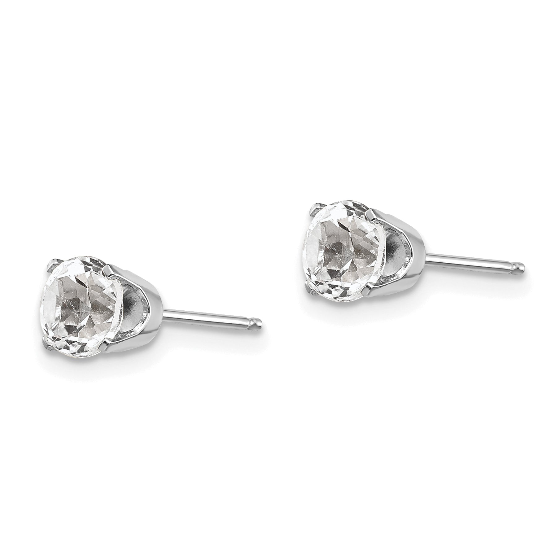 14K White Gold 5mm Topaz Stud Earrings