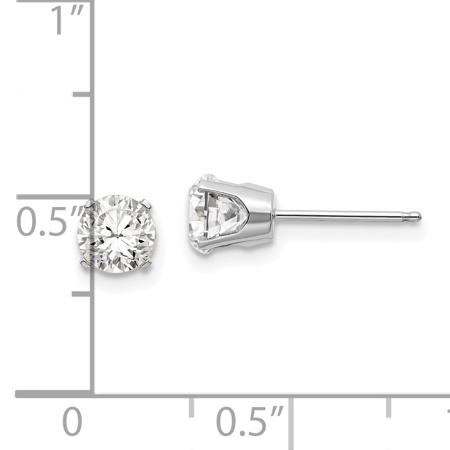 14K White Gold 5mm Topaz Stud Earrings