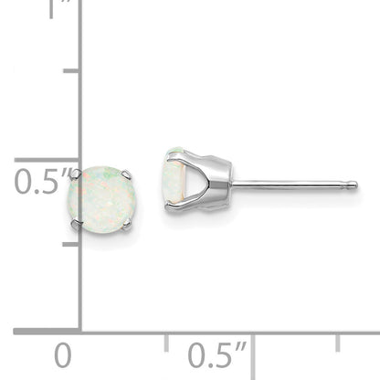 14K White Gold 5mm Opal Stud Earrings