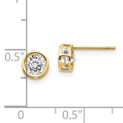 14K Yellow Gold 5mm Bezel White Topaz Stud Earrings