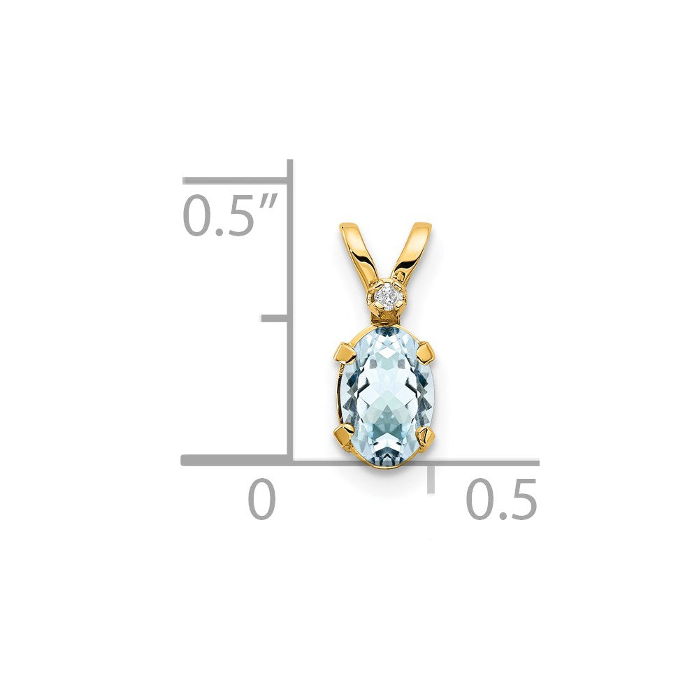14K Yellow Gold Diamond & Aquamarine Birthstone Pendant