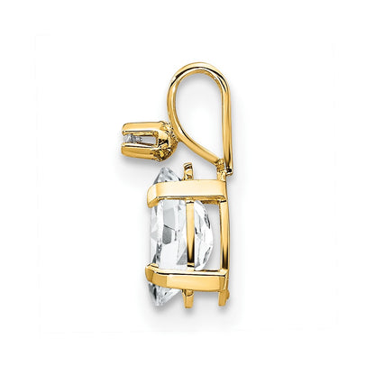 14K Yellow Gold Diamond & White Topaz Birthstone Pendant