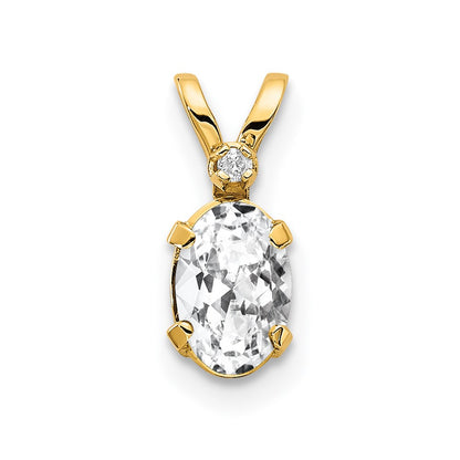 14K Yellow Gold Diamond & White Topaz Birthstone Pendant
