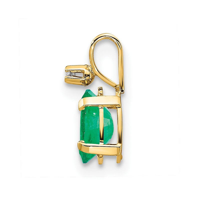14k Yellow Gold 14k Diamond & Emerald Birthstone Pendant