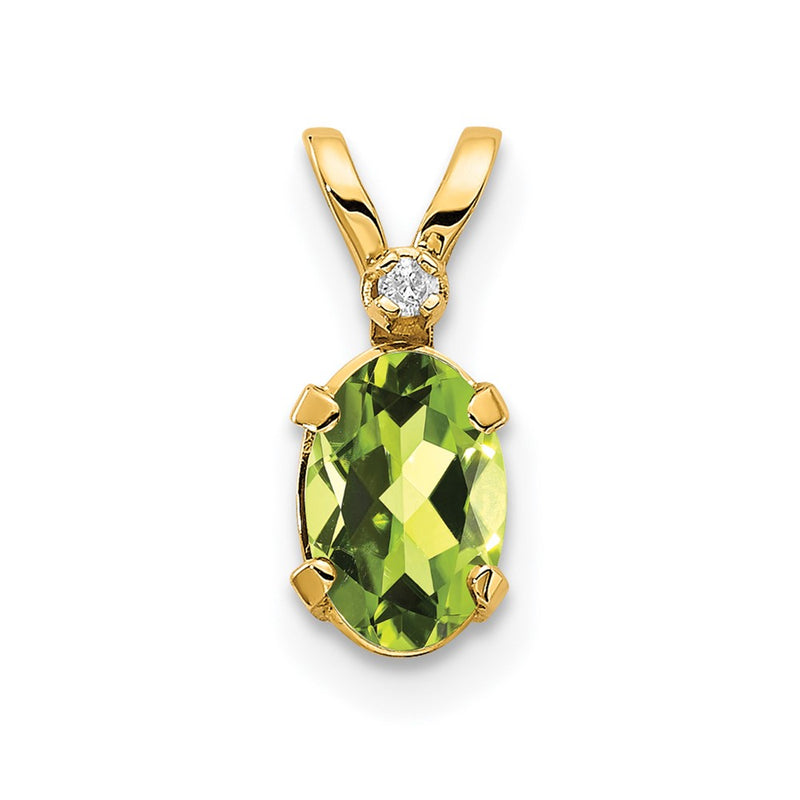 14K Yellow Gold Diamond & Peridot Birthstone Pendant