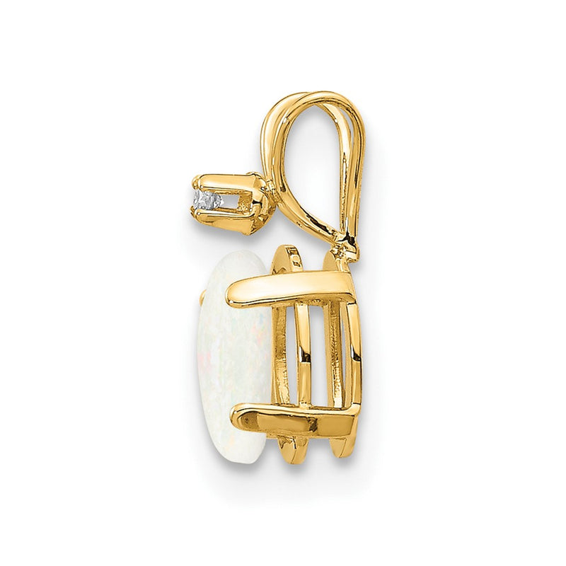 14K Yellow Gold Diamond & Opal Birthstone Pendant