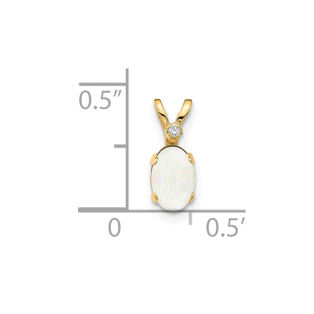 14K Yellow Gold Diamond & Opal Birthstone Pendant