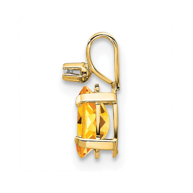 14K Yellow Gold Diamond & Citrine Birthstone Pendant