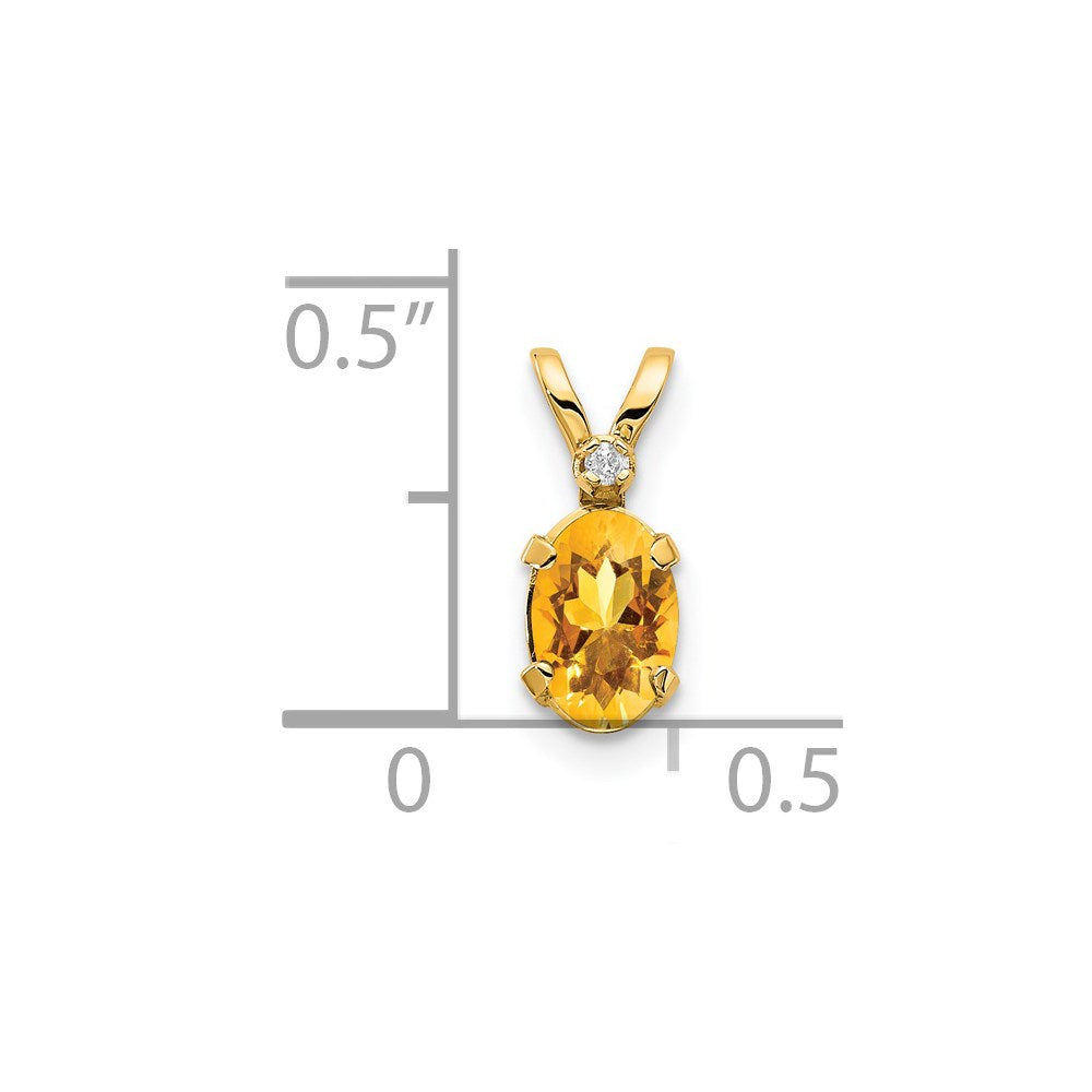 14K Yellow Gold Diamond & Citrine Birthstone Pendant