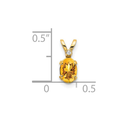 14K Yellow Gold Diamond & Citrine Birthstone Pendant