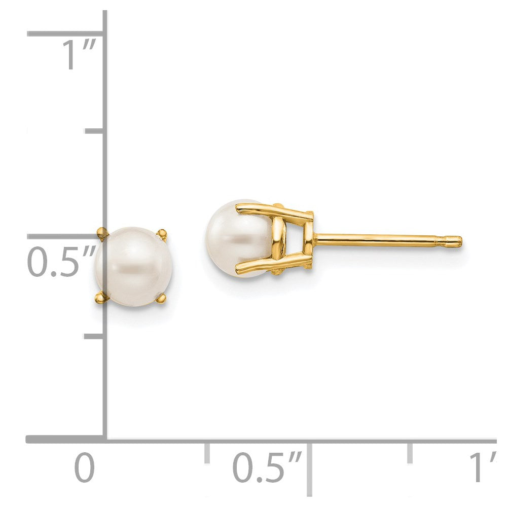 14K Yellow Gold 4.5mm Round June/Fw Cultured Pearl Post Earrings