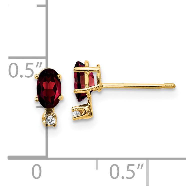 14K Yellow Gold Diamond & Garnet Birthstone Earrings