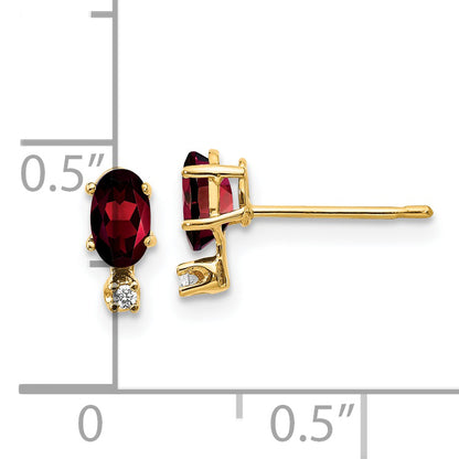 14K Yellow Gold Diamond & Garnet Birthstone Earrings