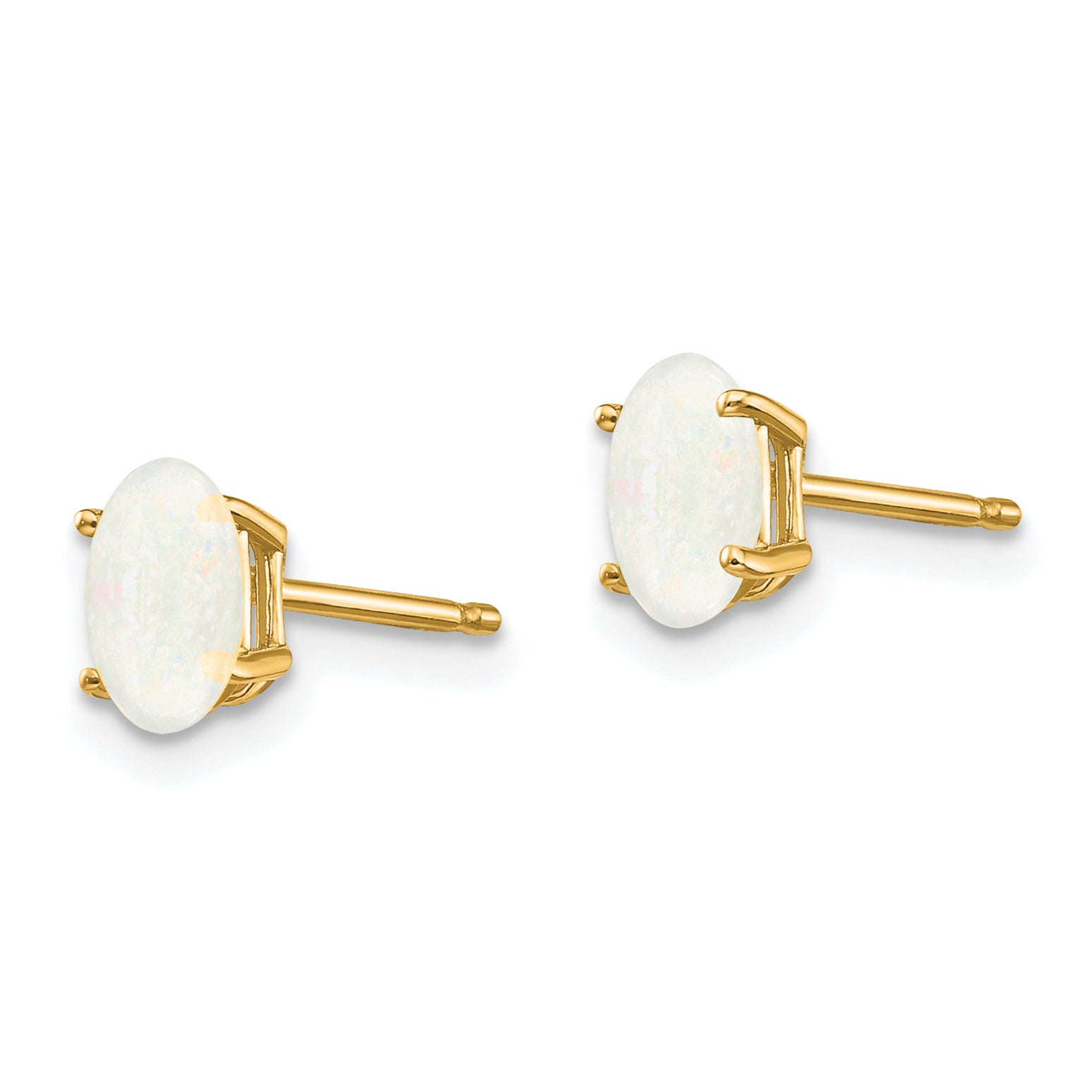 14K Yellow Gold Opal Earrings October