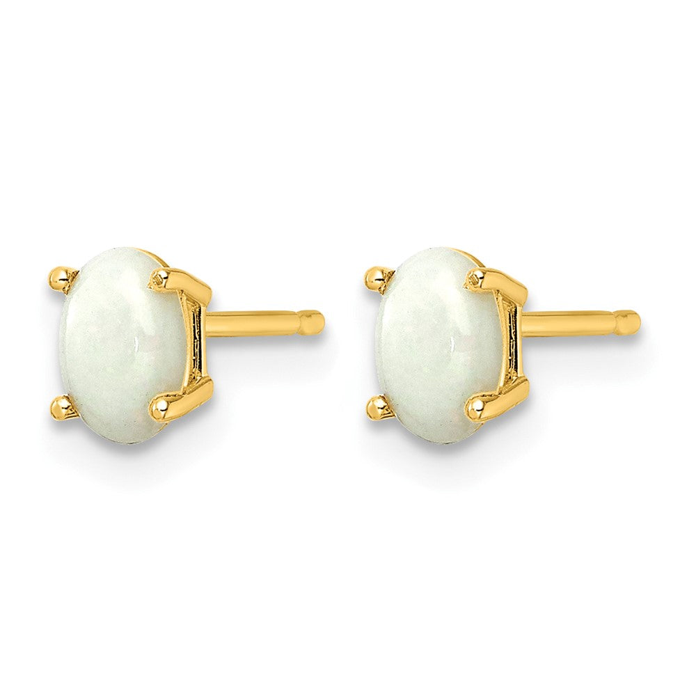 14K Yellow Gold Opal Earrings October