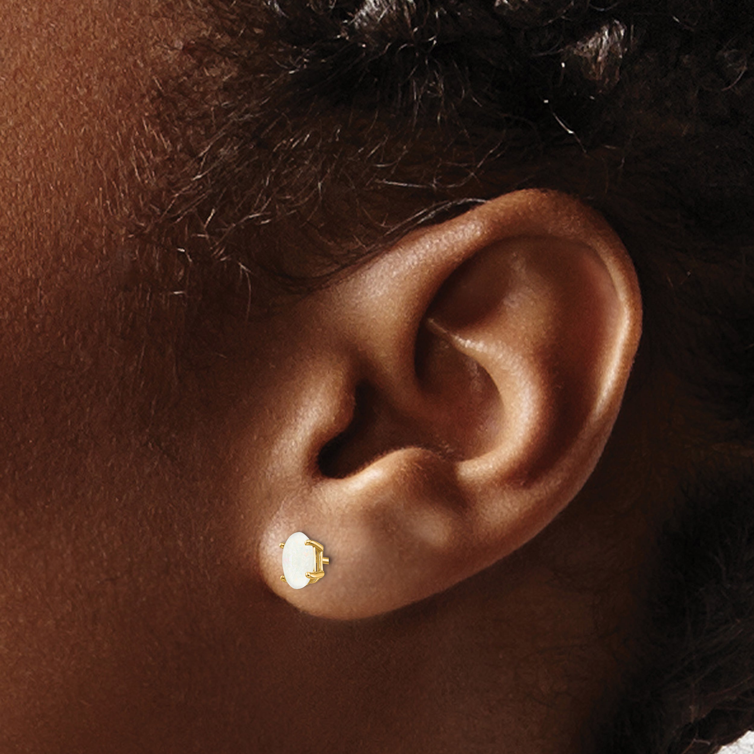 14K Yellow Gold Opal Earrings October