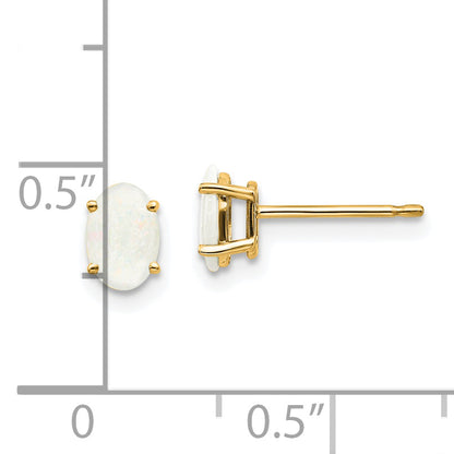 14K Yellow Gold Opal Earrings October