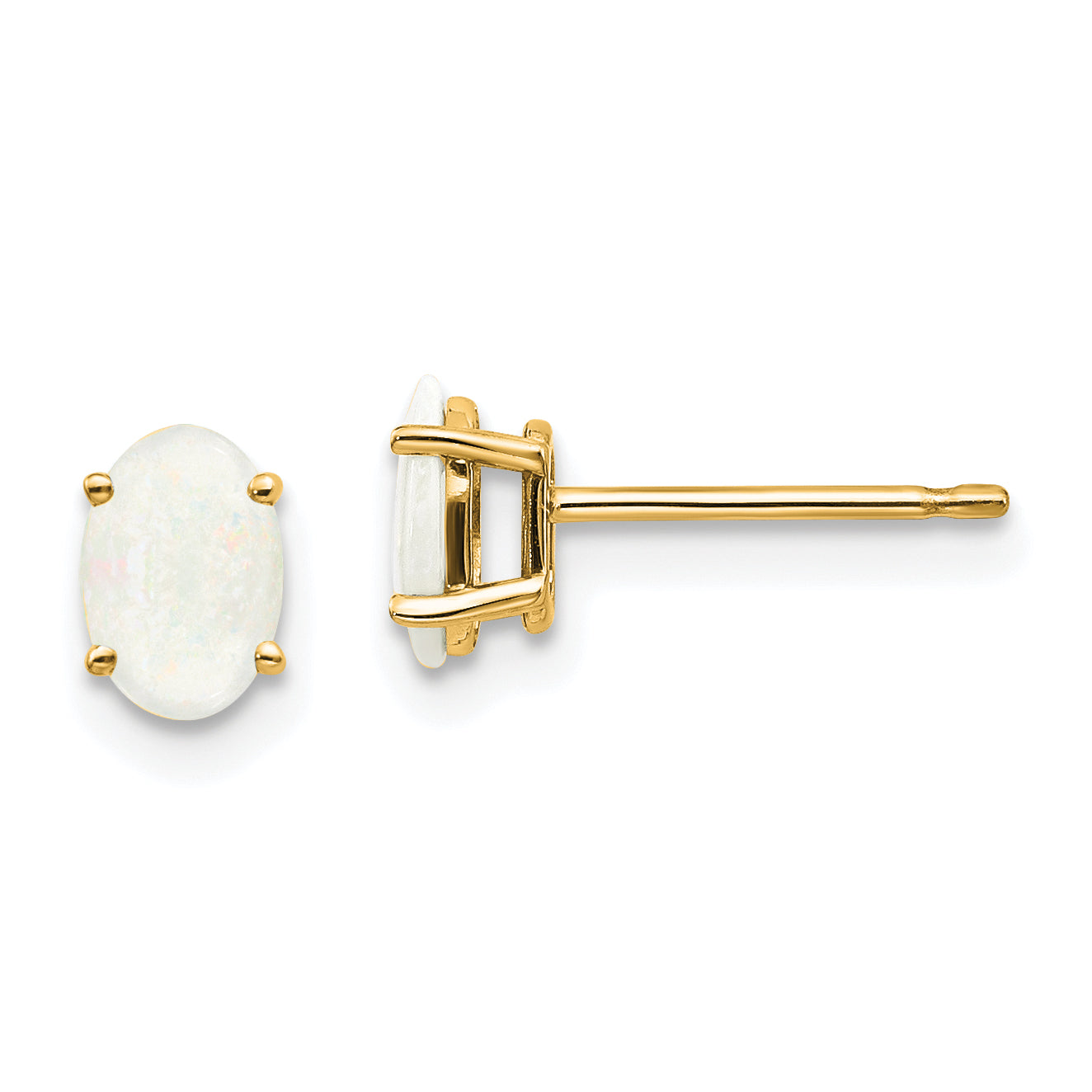 14K Yellow Gold Opal Earrings October