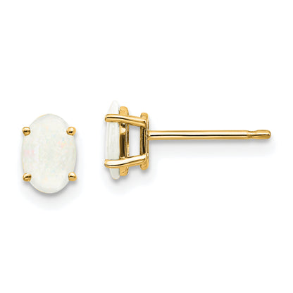 14K Yellow Gold Opal Earrings October