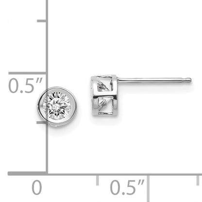 14K White Gold 4mm Bezel April/White Topaz Post Earrings