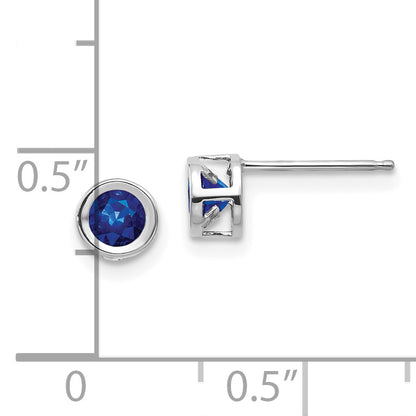 14K White Gold 4mm September Sapphire Earrings