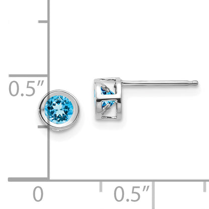14K White Gold 4mm Blue Topaz December Earrings