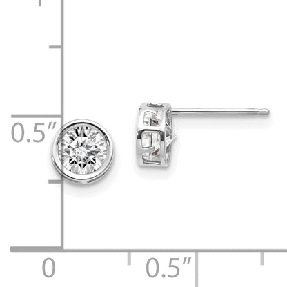 14K White Gold 5mm Bezel Topaz Stud Earrings